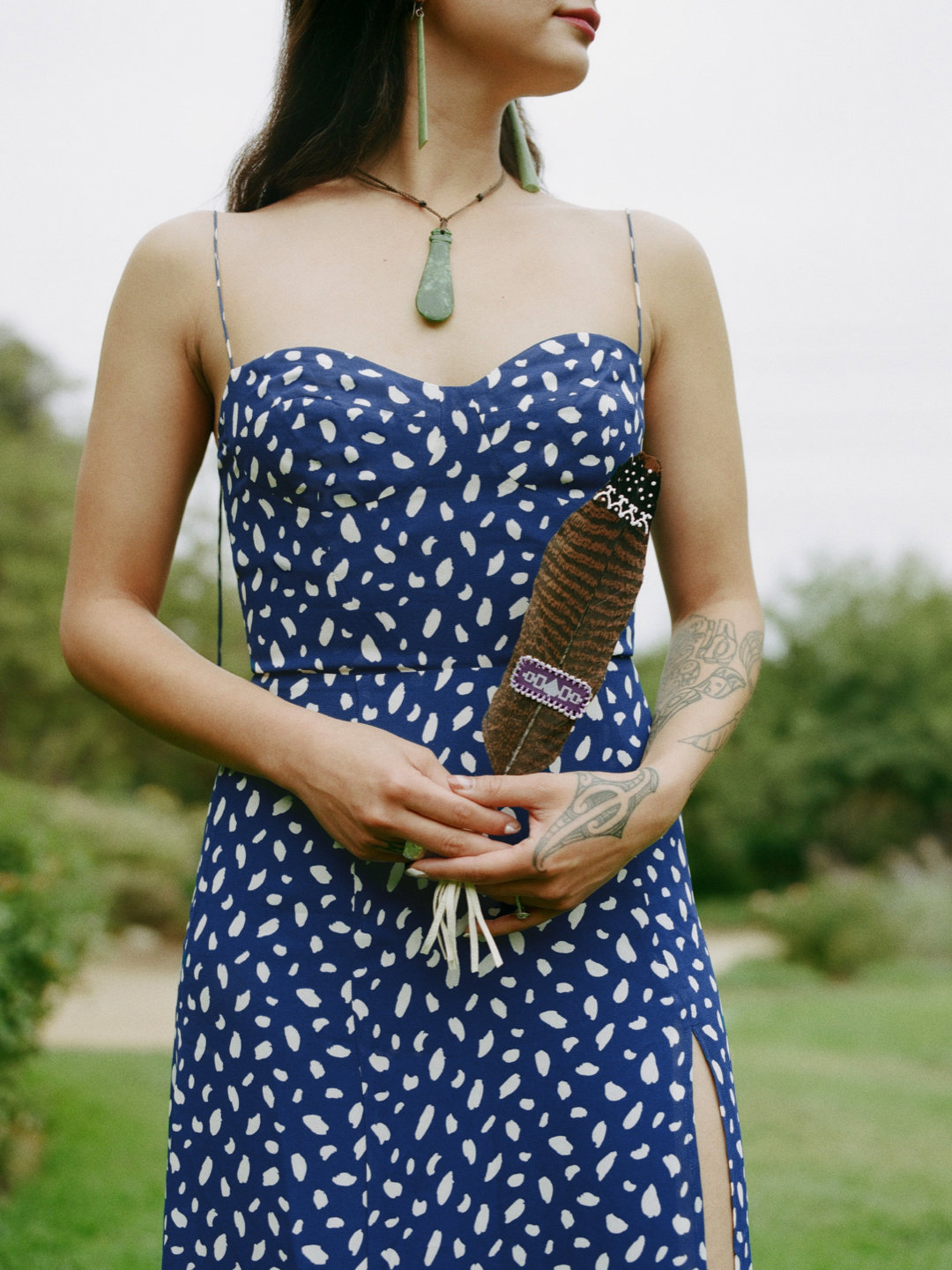 Maka is wearing the Juliette Dress in MORAY. 