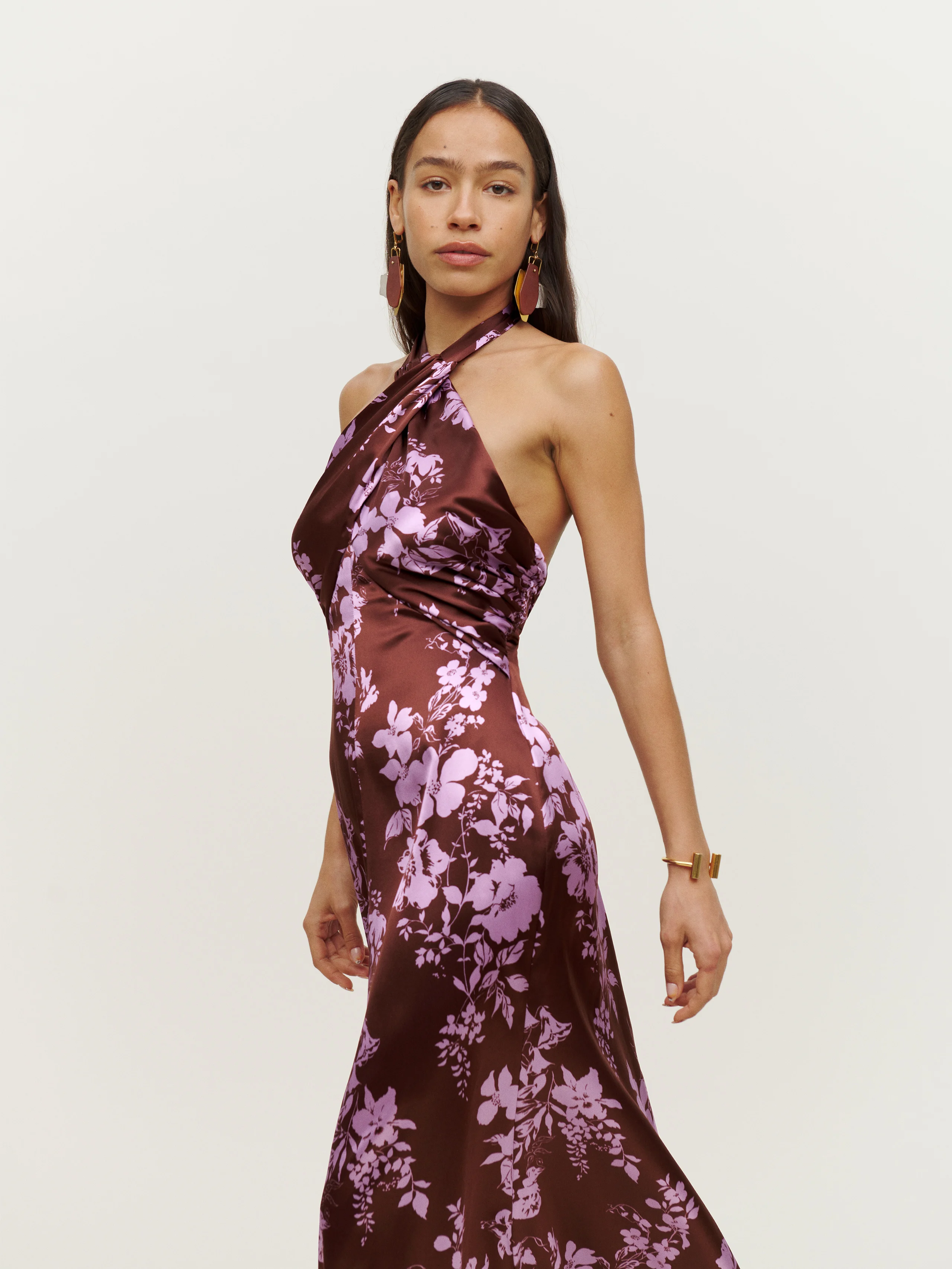 Reformation Monette Linen Midi Dress In Larkspur